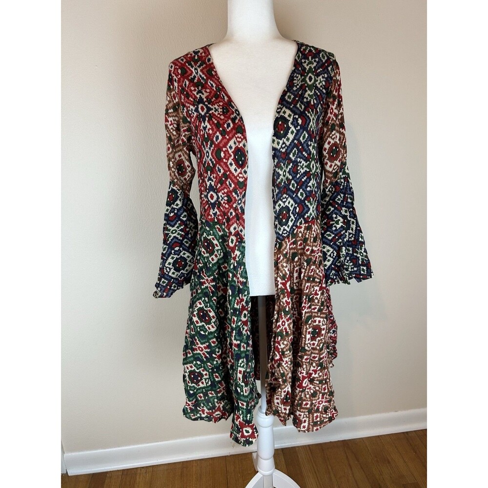 Sacred Threads S M Kimono Robe Multicolor Patchwork Medium Abstract Hippie Boho